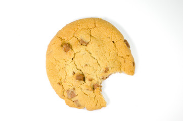 Naklejka premium Cookie with bite missing on white background