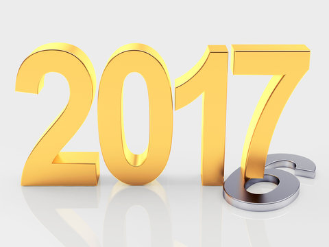 2017 New Year concept. 2016 changed to 2017 on grey background.