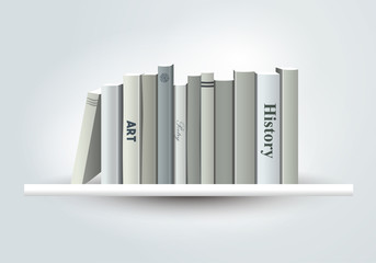 Book shelf. Vector illustration. Bookstore indoor.