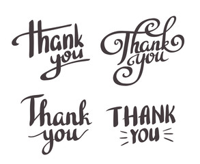 A set of style 'Thank You' design elements.Vector lettering.