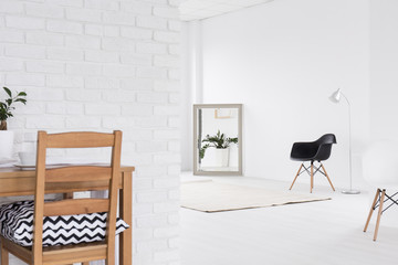 White open space in studio house