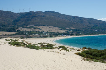 Fototapeta na wymiar Valdevaqueros beach near Tarifa in Spain