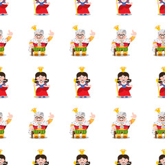 Fototapeta premium King and Queen seamless pattern.