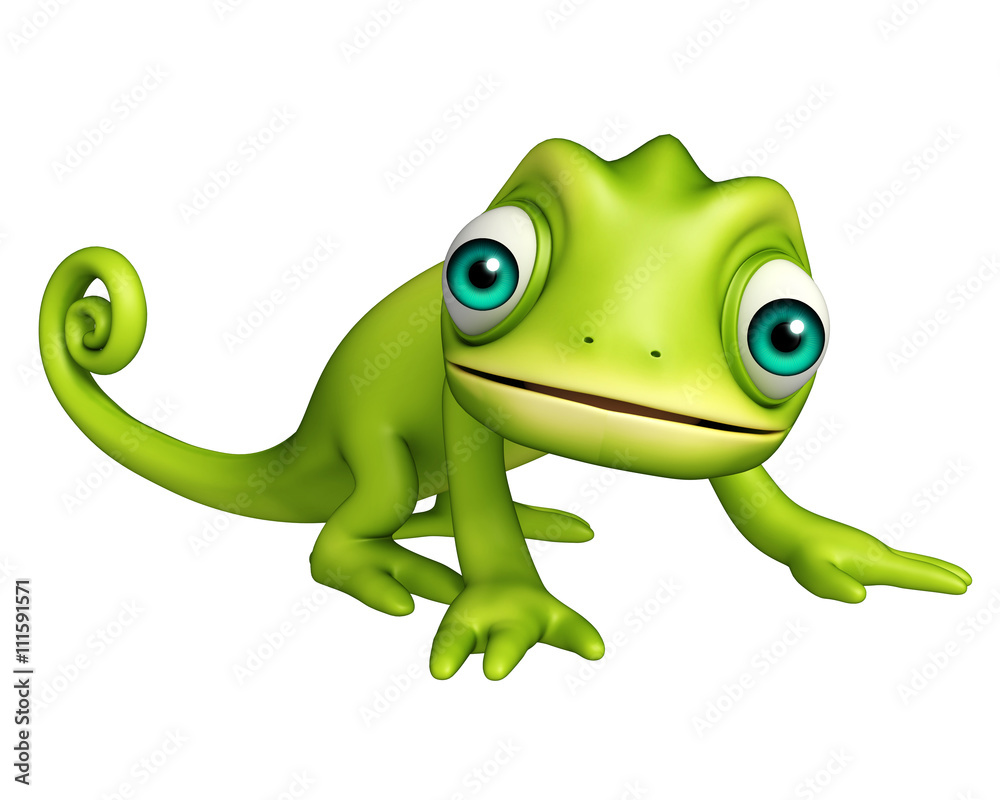 Sticker cute Chameleon funny cartoon character