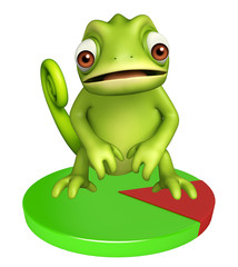 Chameleon cartoon character with circle sign
