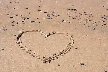 A heart shape drawn in the sand