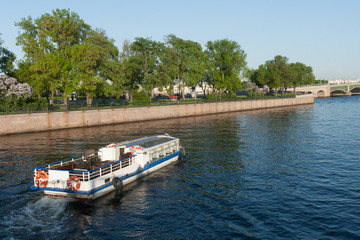 view of the embankment the city Sankt-Peterburg in summer day