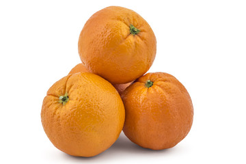 Bunch of raw organic oranges isolated on white background