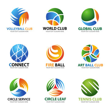 Circle ball logo for sport and business vector set art design