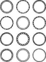 Set of dozen grunge vector templates for rubber stamps