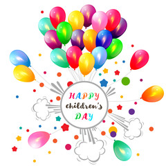 Children's Day background with balloons. Happy children's day colorful card. vector illustration