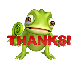 Fototapeta premium Chameleon cartoon character with thanks sign