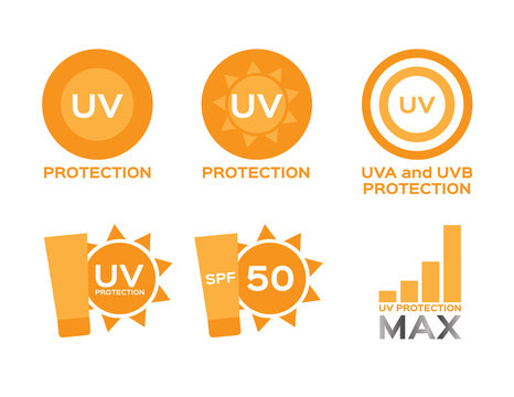 uv protection logo and icon , 6 uv sets