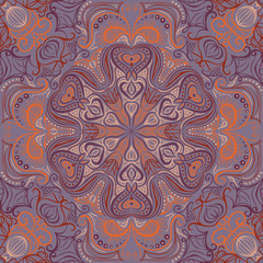 Seamless pattern with vintage decorative elements. Hand drawn background. Islam, Arabic, Indian, ottoman motifs. Ethnic floral seamless pattern with abstract ornamental mandala