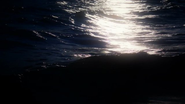 Ocean Waves in Moon Light. Rolling ocean wave textures reflecting light of the moon.