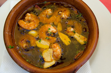 Hot Prawn Pil Pil Sizzling in a bowl