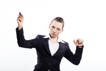 Portrait of a business lady with marker
