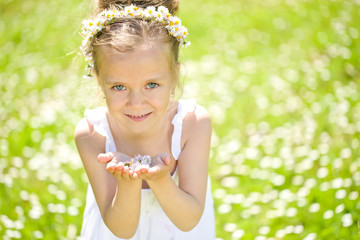 Happy girl are joying the nature