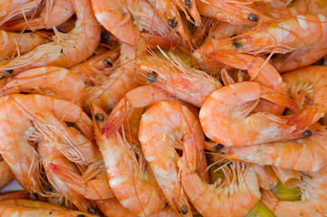 Background of cooked prawns