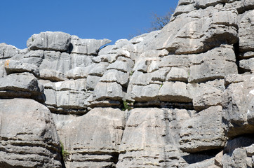 Close up of limestone rock from El Torcal nature reserve in Spain