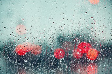 Raindrop on the window of the car
