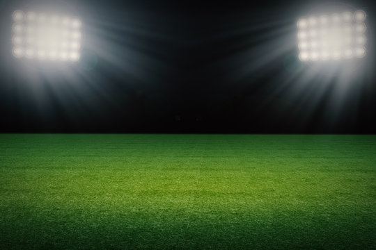 empty soccer field at night