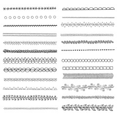 Set of hand drawn line borders. 