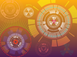 Bright orange background. Concept technology