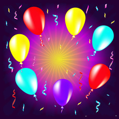 Party and celebration background with balloons, streamers, illus