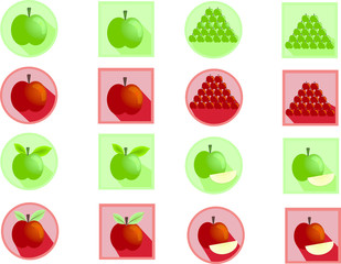 green and red apple icon set