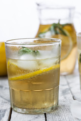Lemonade with fresh lemon and mint
