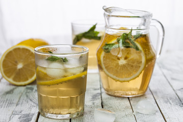 Lemonade with fresh lemon and mint