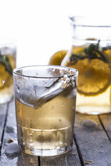 Lemonade with fresh lemon and mint