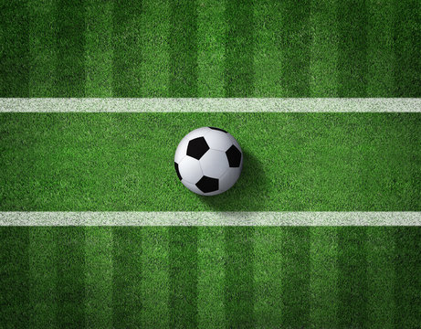 Soccer field with soccer ball and line