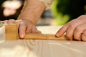 Carpenter's hands at work