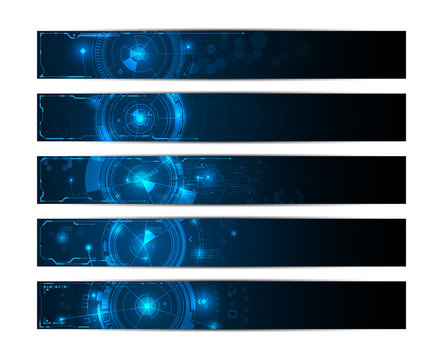 set of 5 banner hi technology future futuristic design innovation concept