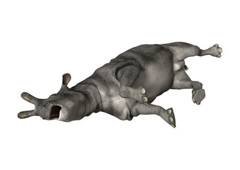 3D Rendering Brontotherium on White