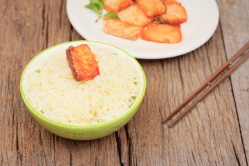 fired salmon with rice