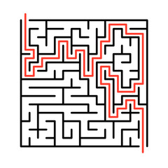Vector maze, labyrinth illustration with solution.