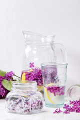 Lilac flowers in sugar