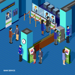 Bank Service Isometric Concept 