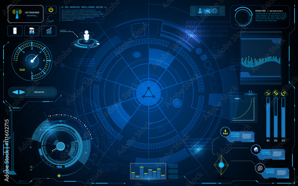 Wall mural hud interface technology computer communication telecoms innovation concept template design