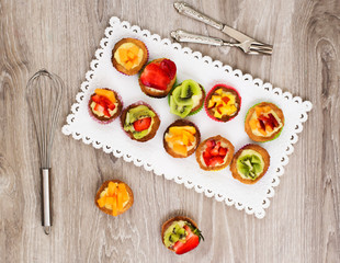 mini pastry with custard cream and fresh fruits