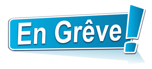 en grêve sur étiquette bleue