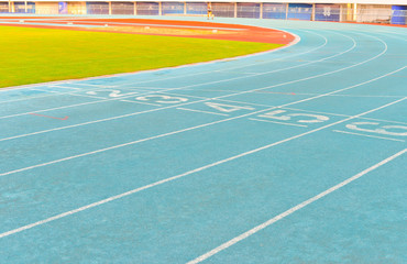 Blue athletics running track
