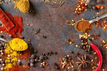 Fototapeten Spicy background with chili peppers © Natasha Breen