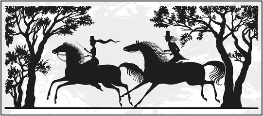 Illustration of a Couple Riding