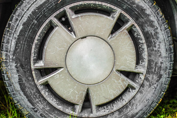 Dirty car wheel