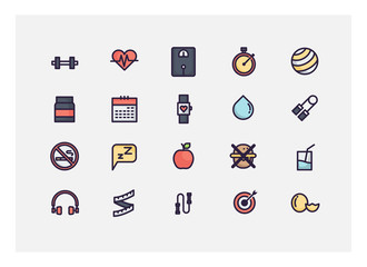 healthy lifestyle icon set vector.line icons.