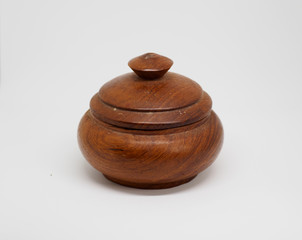 Wooden bowl isolated on white background